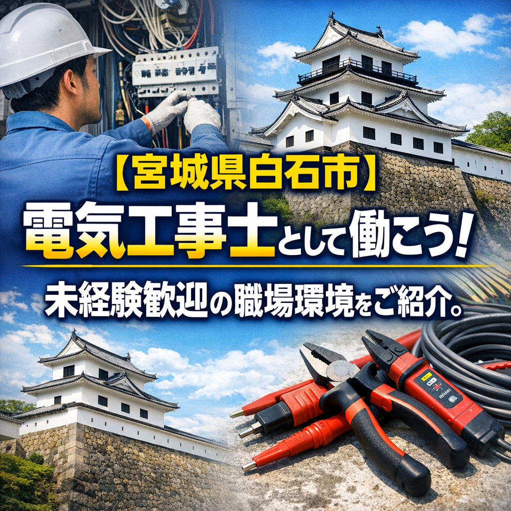 【宮城県白石市】電気工事士として働こう！未経験歓迎の職場環境をご紹介。